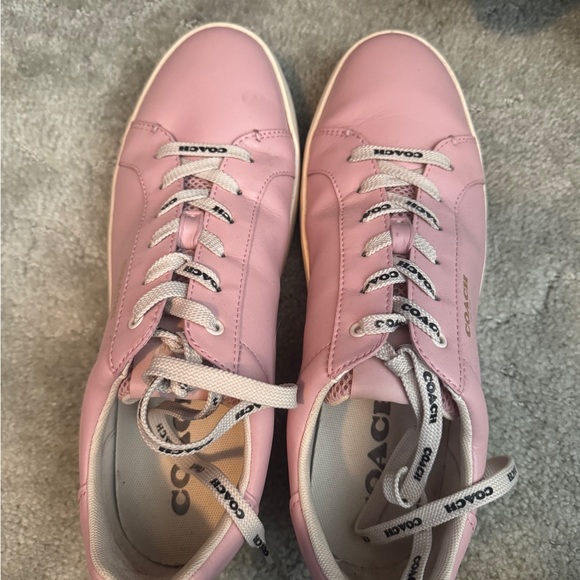 Coach Women's Pink Lace-Up Sneakers - Picture 1 of 2